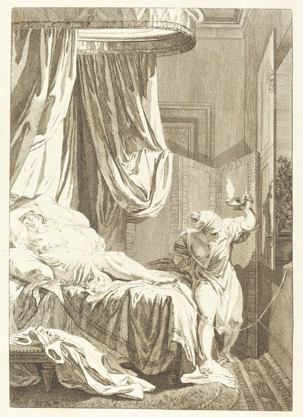 etching by French 18th Century (La gageure des trois commeres: Le fil), 16X12"(A3)Poster Print