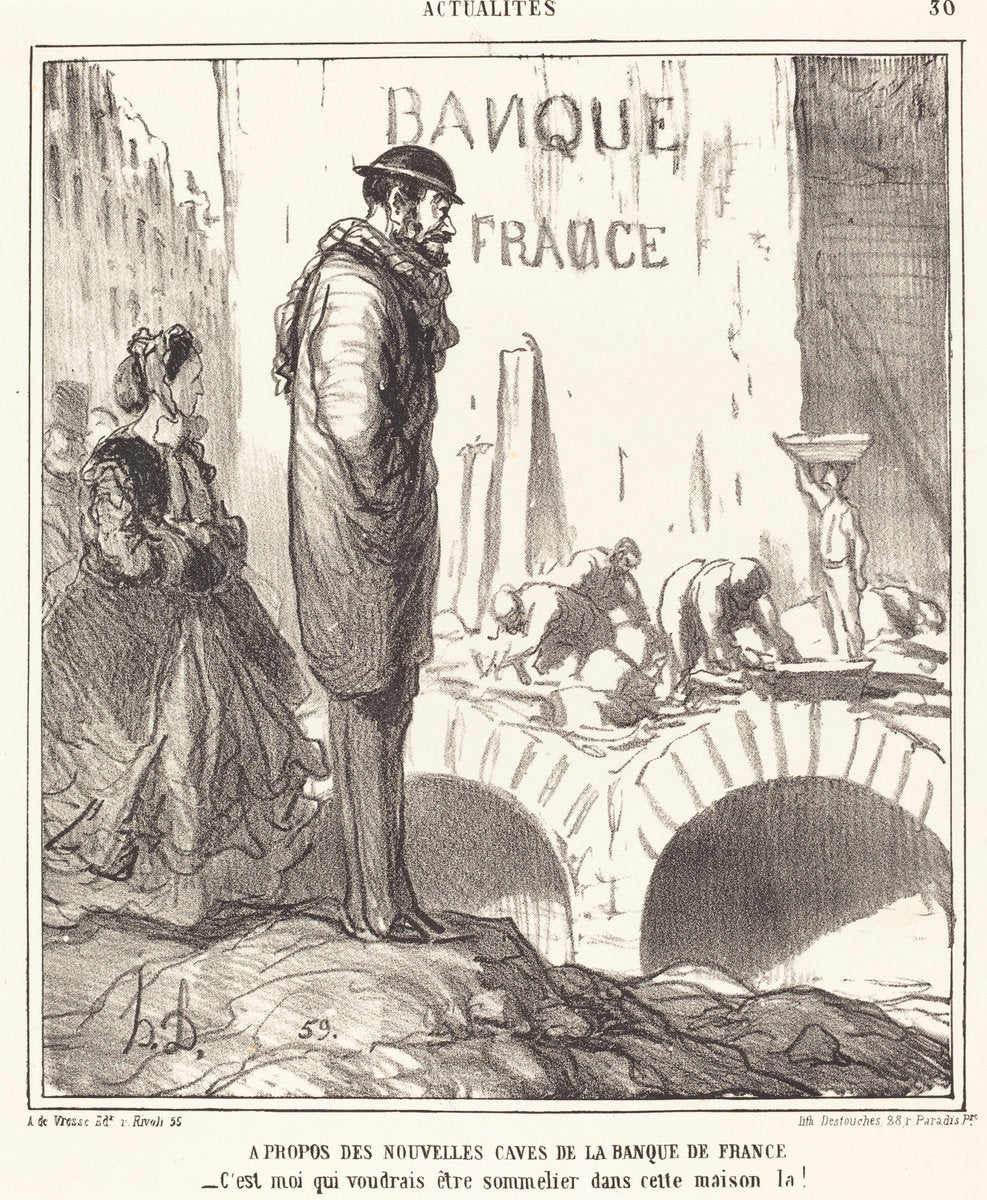 A propos des... caves de la Banque de France by Honoré Daumier (French, 1808 - 1879), 16X12"(A3)Poster Print