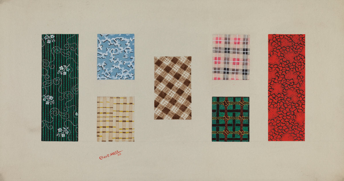 Quilt Patches by Charles Moss (American, active c. 1935), 16X12"(A3)Poster Print