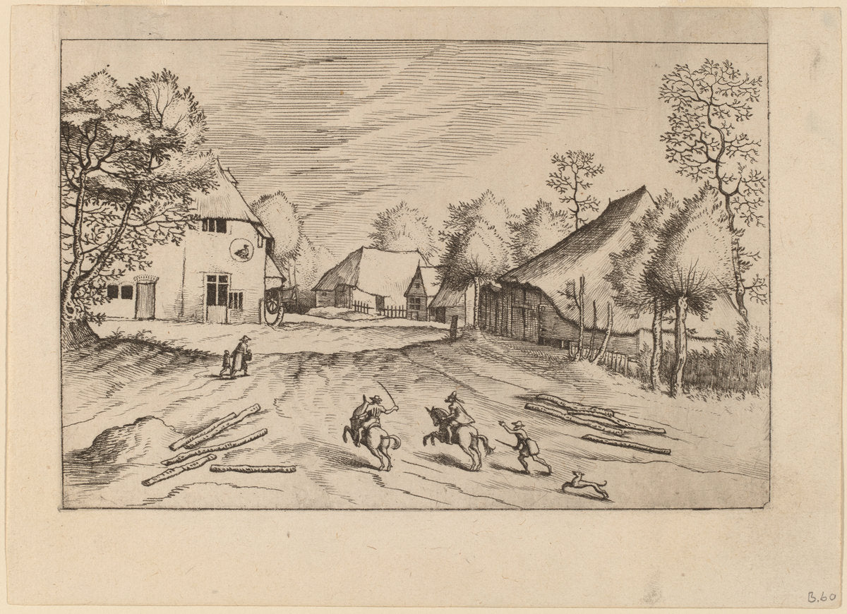 The Swann's Inn with Farms by Johannes van Doetechum, the Elder and Lucas van Doetechum after Master of the Small Landscapes (Dutch, died 1605), 16X12"(A3)Poster Print