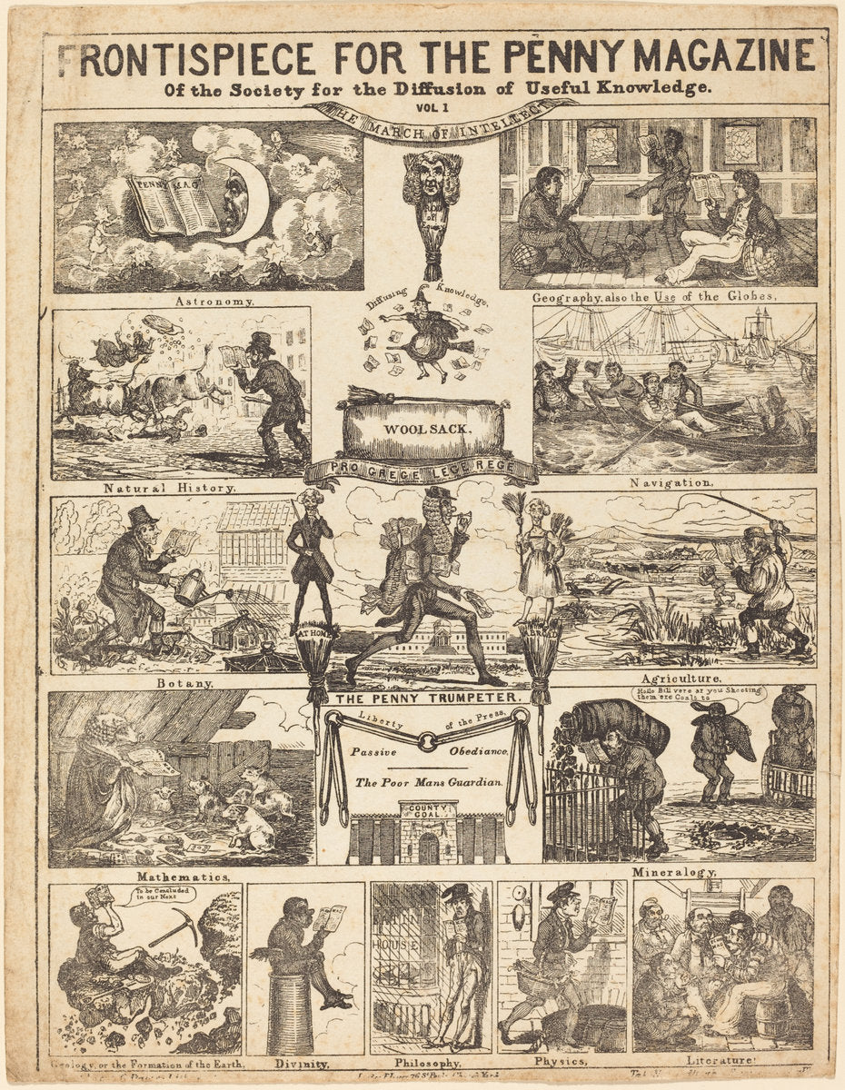 19th century by British 19th Century (Frontispiece for the Penny Magazine of the Society for the Diffusion of Knowledge: Vo), 16X12"(A3)Poster Print