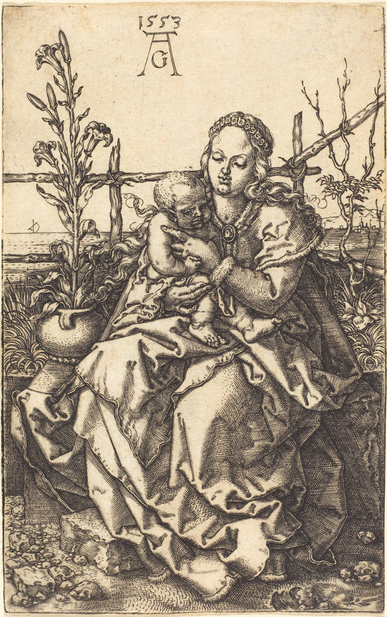 The Virgin Seated by Heinrich Aldegrever (German, 1502 - 1555/1561), 16X12"(A3)Poster Print