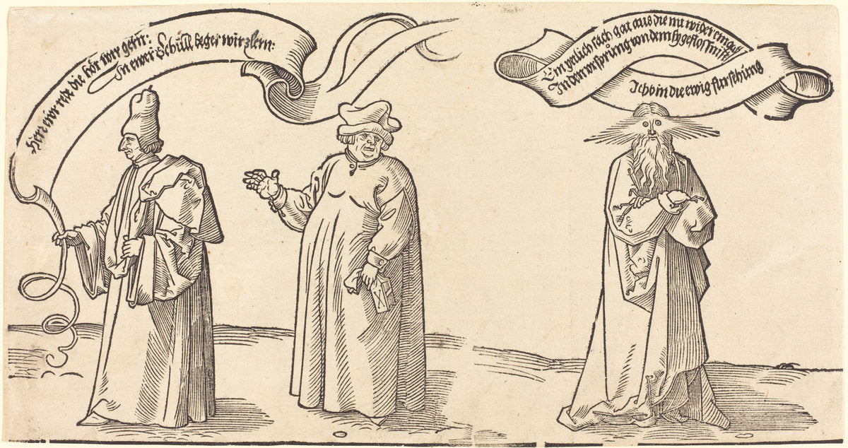 The Teacher, the Clergyman, and Providence by Albrecht Dürer (German, 1471 - 1528), 16X12"(A3)Poster Print
