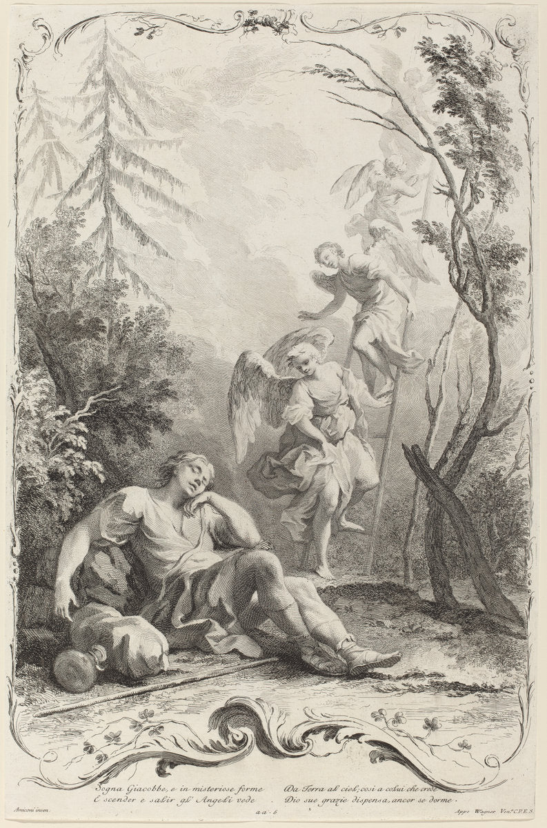 Jacob's Ladder by Joseph Wagner (publisher) after Jacopo Amigoni (German, 1706 - 1780), 16X12"(A3)Poster Print