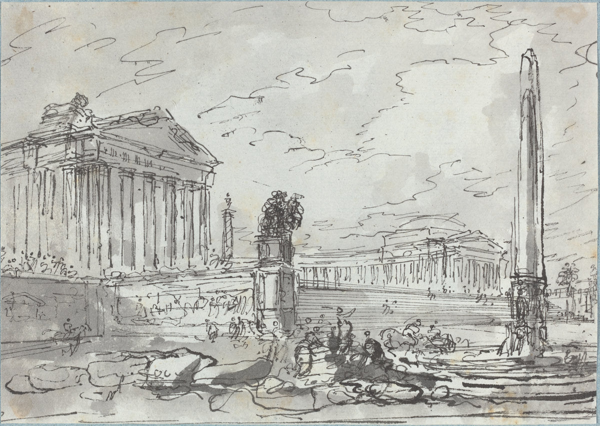 Fantasy on an Ancient Campidoglio by Hubert Robert (French, 1733 - 1808), 16X12"(A3)Poster Print
