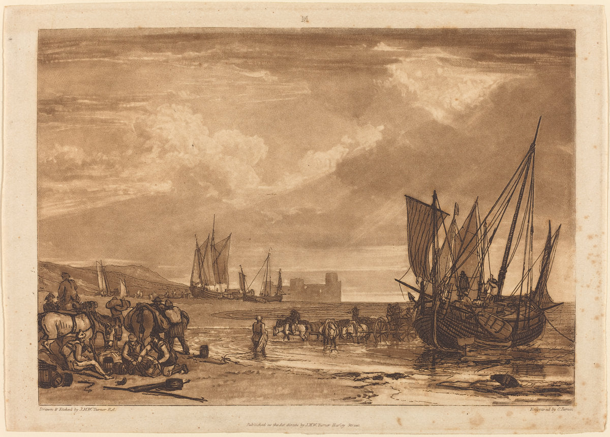 Scene on the French Coast by Joseph Mallord William Turner and Charles Turner (British, 1773 - 1857), 16X12"(A3)Poster Print