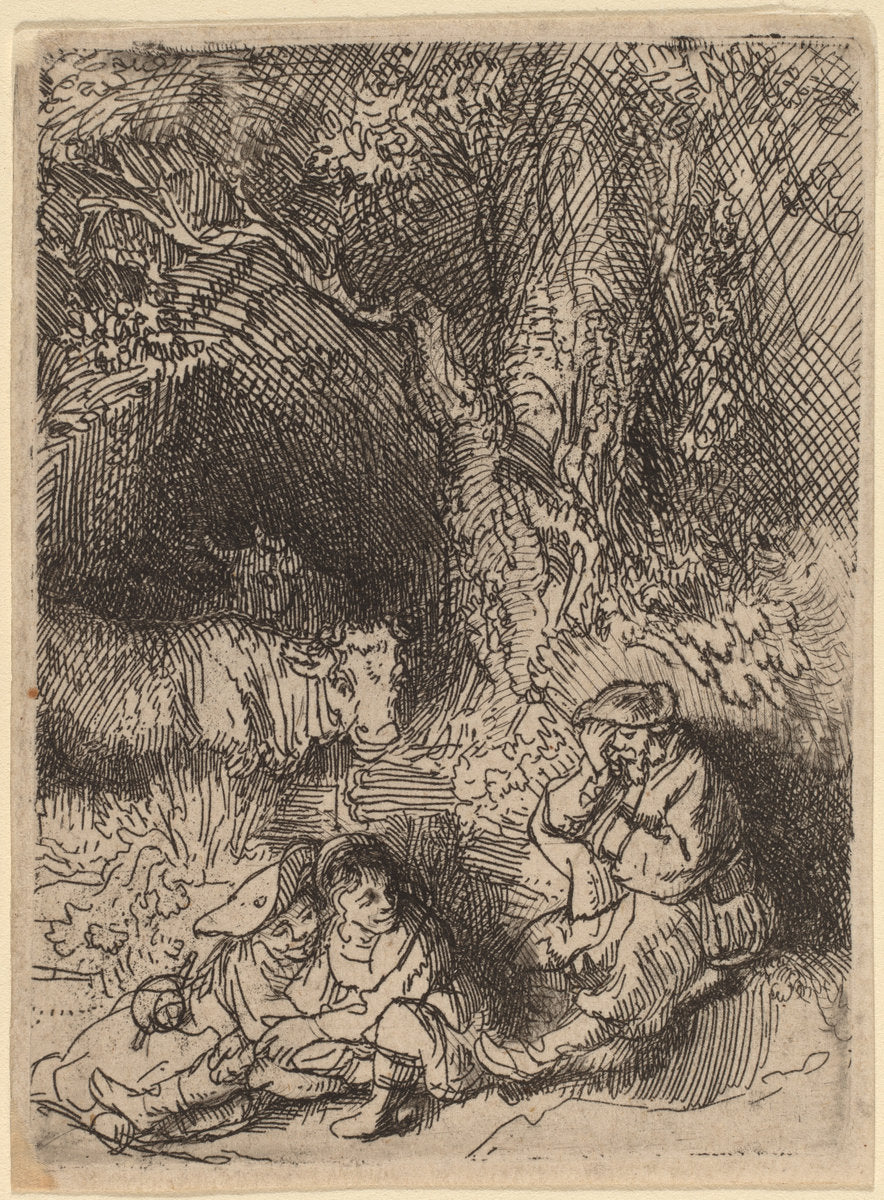 The Sleeping Herdsman by Rembrandt van Rijn (Dutch, 1606 - 1669), 16X12"(A3)Poster Print