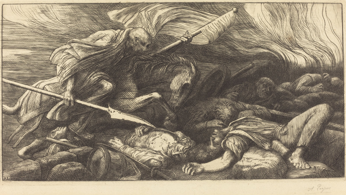 The Triumph of Death: After the Battle (Le triomphe de la mort: Apres le combat) by Alphonse Legros (French, 1837 - 1911), 16X12"(A3)Poster Print