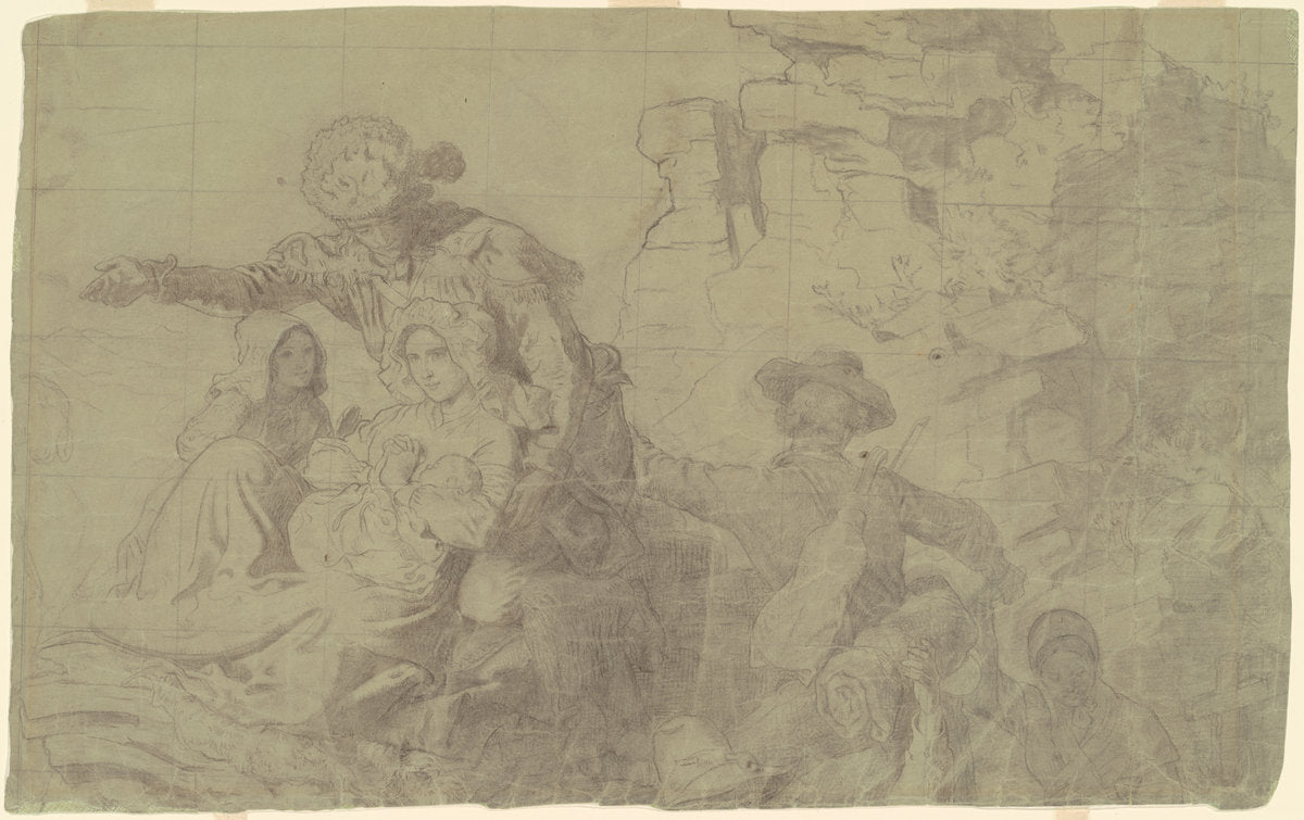 Study for "Westward the Course of Empire Takes Its Way" by Emanuel Gottlieb Leutze (American, born Germany, 1816 - 1868), 16X12"(A3)Poster Print
