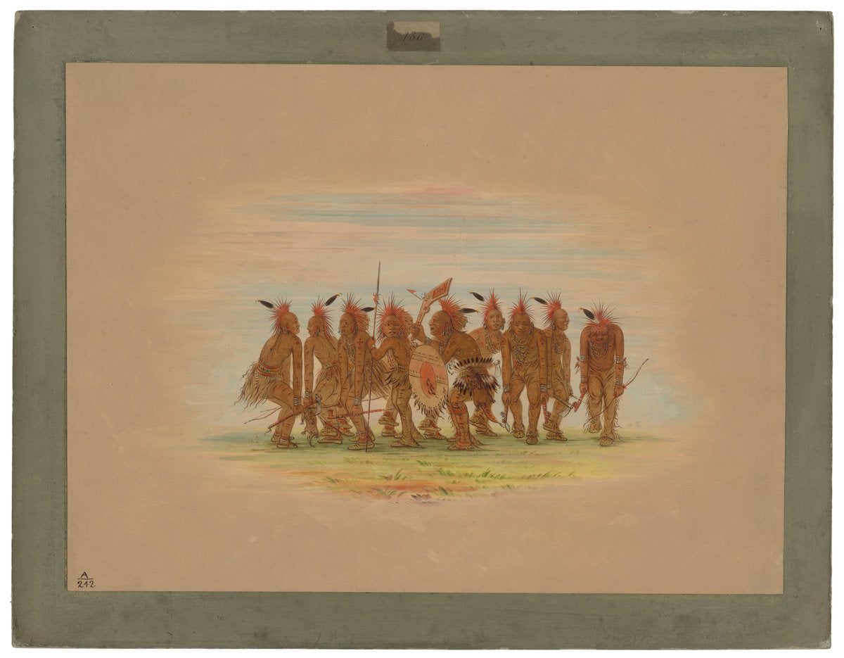 Amusing Dance - Saukie by George Catlin (American, 1796 - 1872), 16X12"(A3)Poster Print