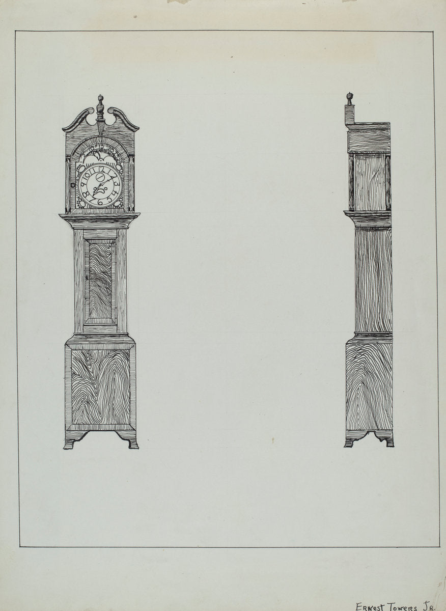 Grandfather Clock by Ernest A. Towers, Jr. (American, active c. 1935), 16X12"(A3)Poster Print