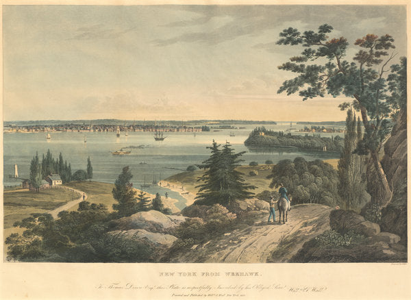 New York from Weehawk by John Hill. after William Guy Wall (American, born England, 1770 - 1850), 16X12"(A3)Poster Print