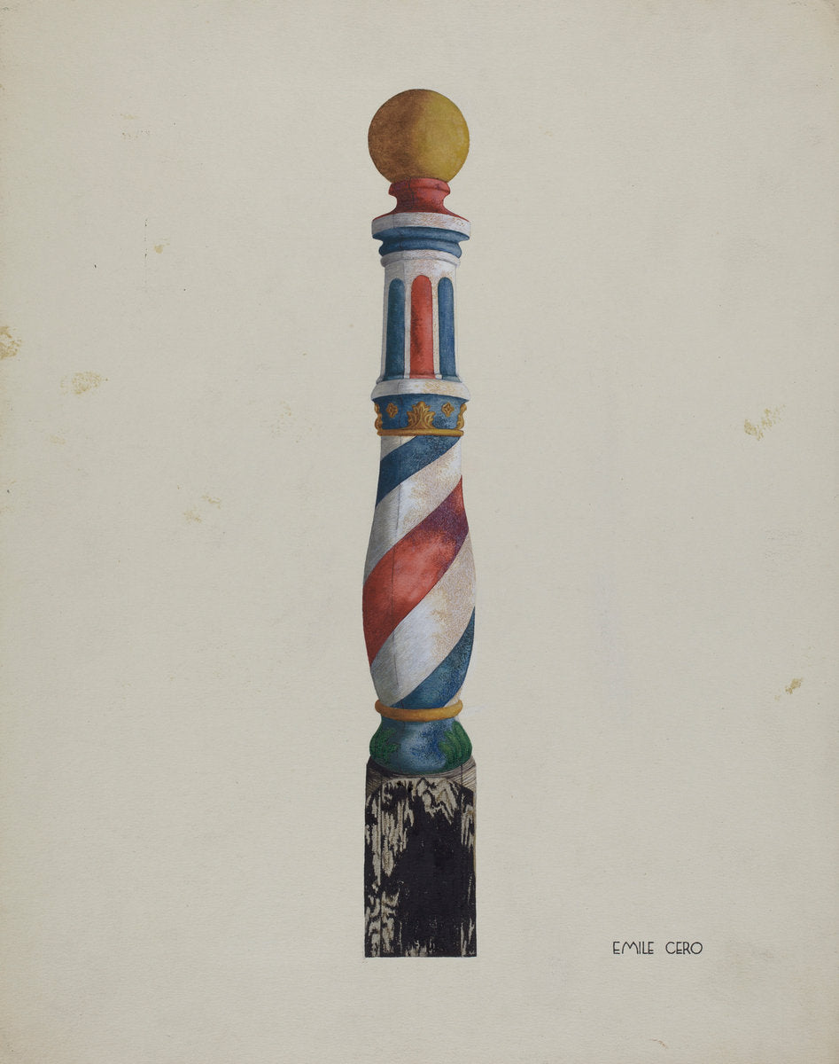 Barber Pole by Emile Cero (American, active c. 1935), 16X12"(A3)Poster Print