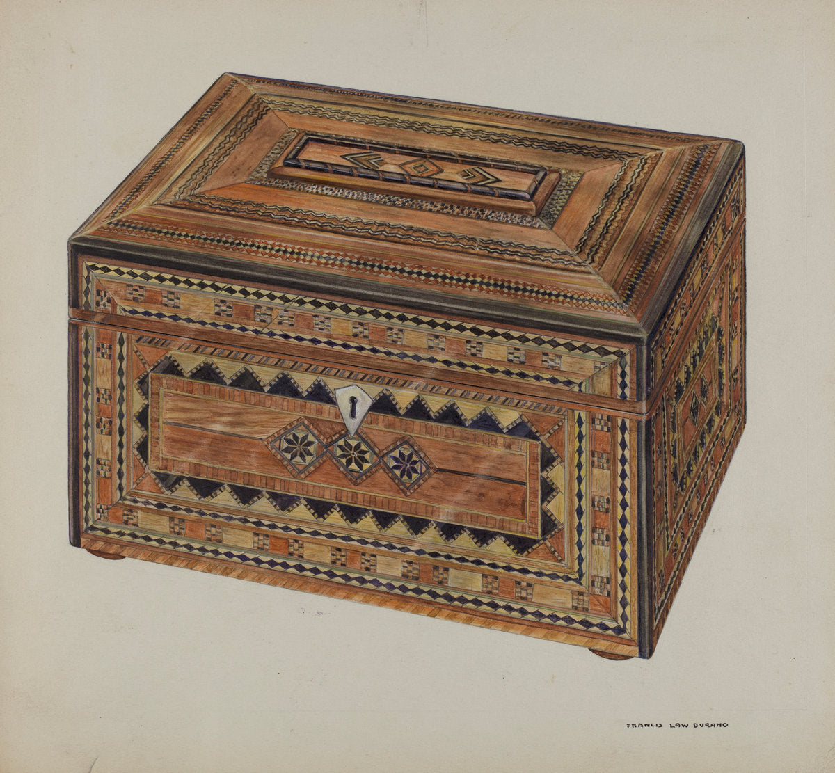 Inlaid Sewing Box by Francis Law Durand (American, active c. 1935), 16X12"(A3)Poster Print