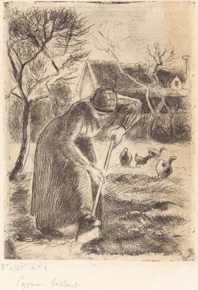 Paysanne bêchant (Peasant Laboring) by Camille Pissarro (French, 1830 - 1903), 16X12"(A3)Poster Print