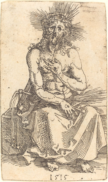 The Man of Sorrows Seated by Albrecht Dürer (German, 1471 - 1528), 16X12"(A3)Poster Print