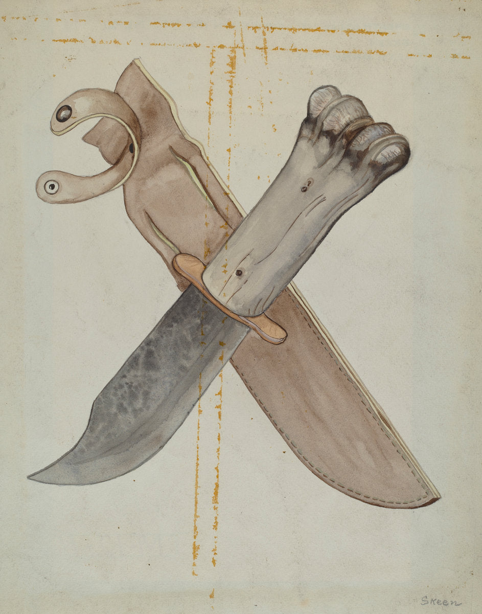 Knife and Sheath by Jesse W. Skeen (American, active c. 1935), 16X12"(A3)Poster Print