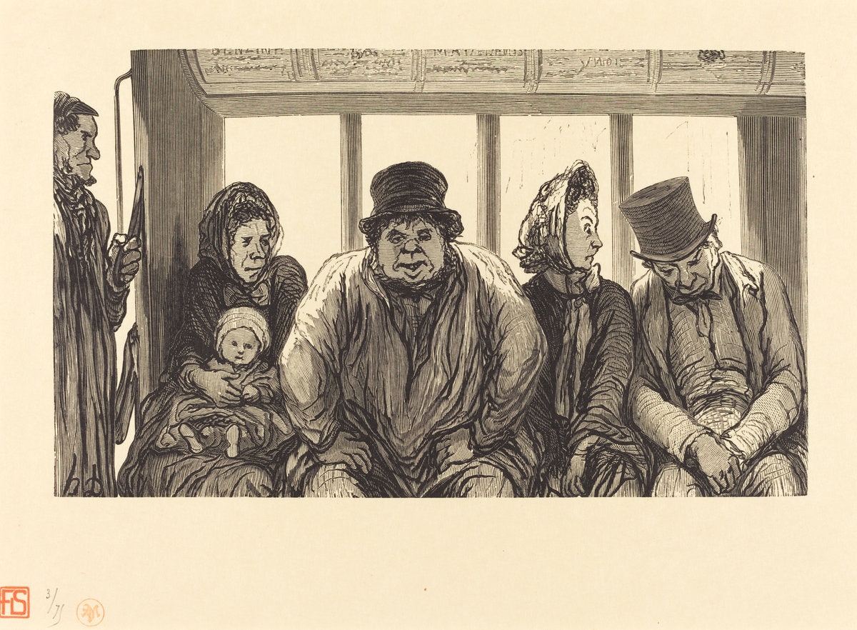Interieur d'un omnibus by Charles Maurand after Honoré Daumier (French, active 1863/1881), 16X12"(A3)Poster Print