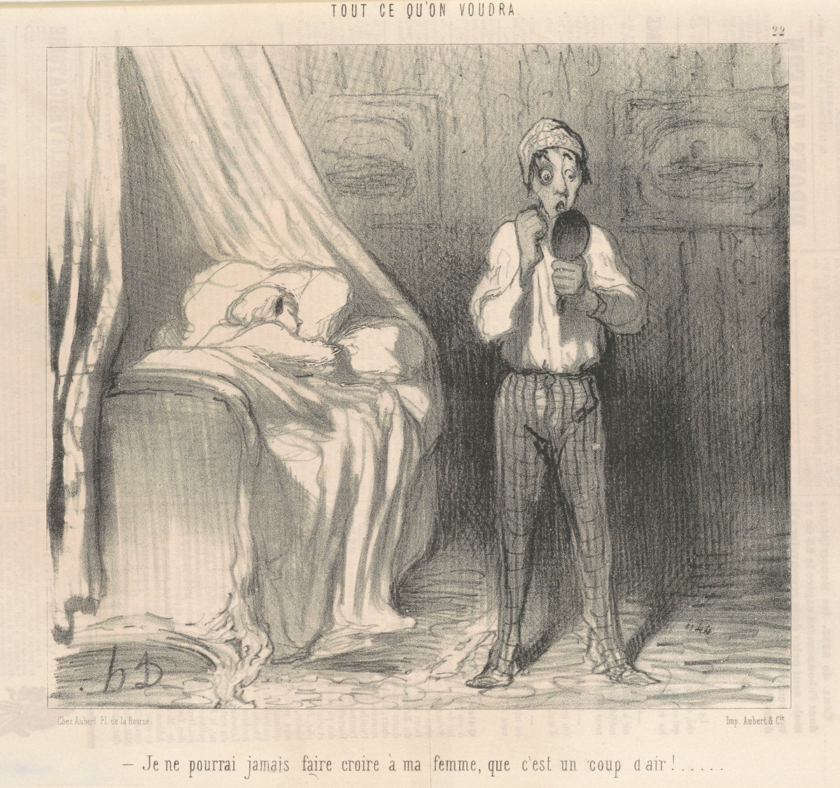 Je ne pourrai jamais faire croire a ma femme ... by Honoré Daumier (French, 1808 - 1879), 16X12"(A3)Poster Print