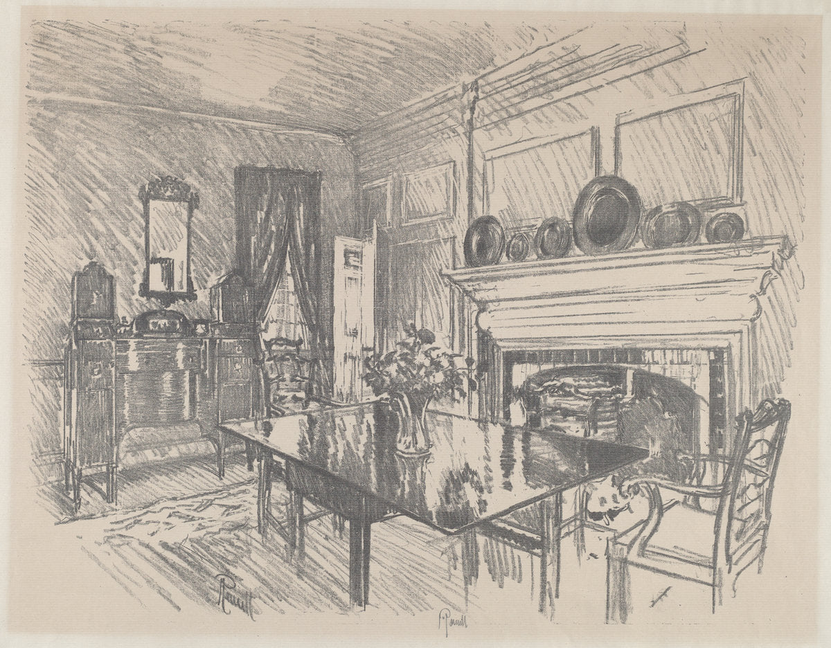 The Dining Room, Stenton by Joseph Pennell (American, 1857 - 1926), 16X12"(A3)Poster Print