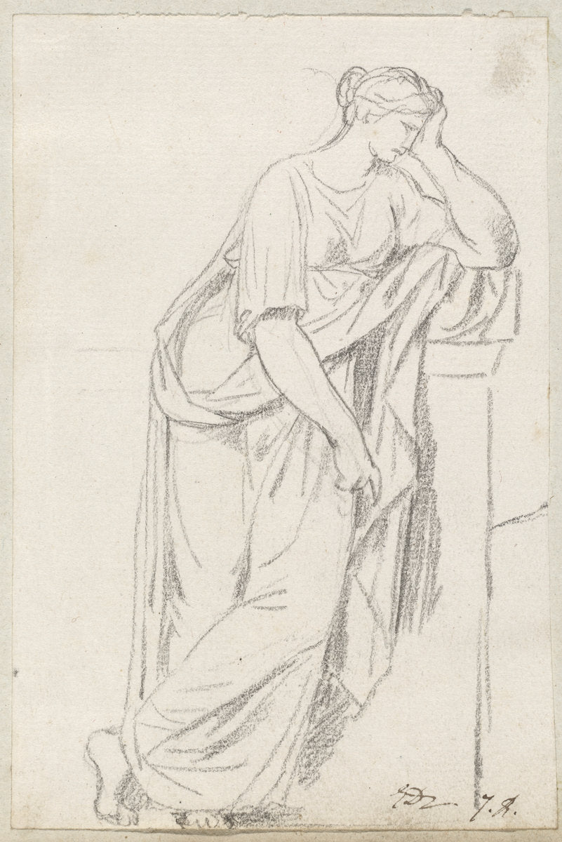 A Muse from the Sarcophagus of the Muses by Jacques-Louis David (French, 1748 - 1825), 16X12"(A3)Poster Print