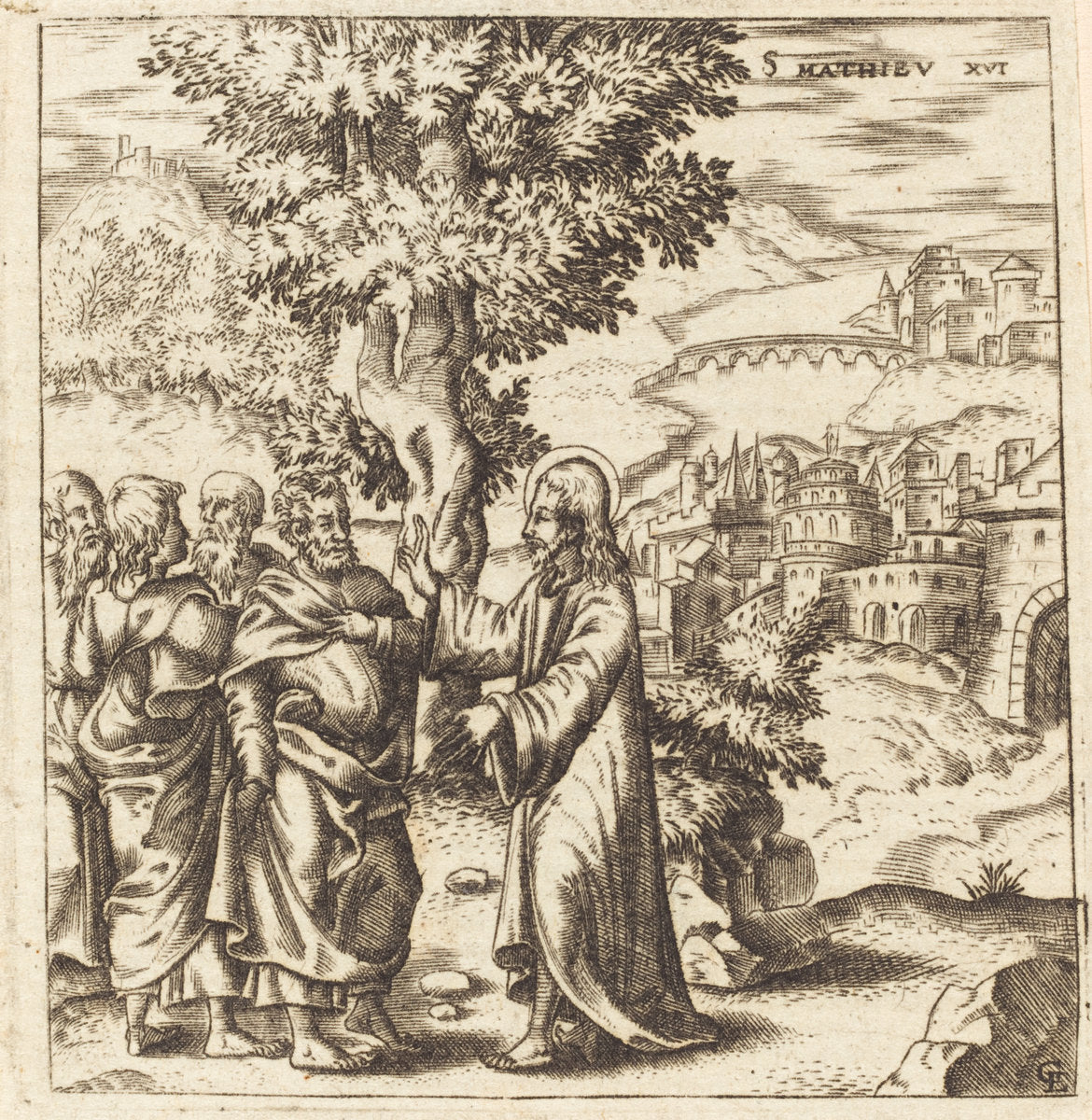 Christ Admonishes His Disciples by Léonard Gaultier (French, 1561 - 1641), 16X12"(A3)Poster Print