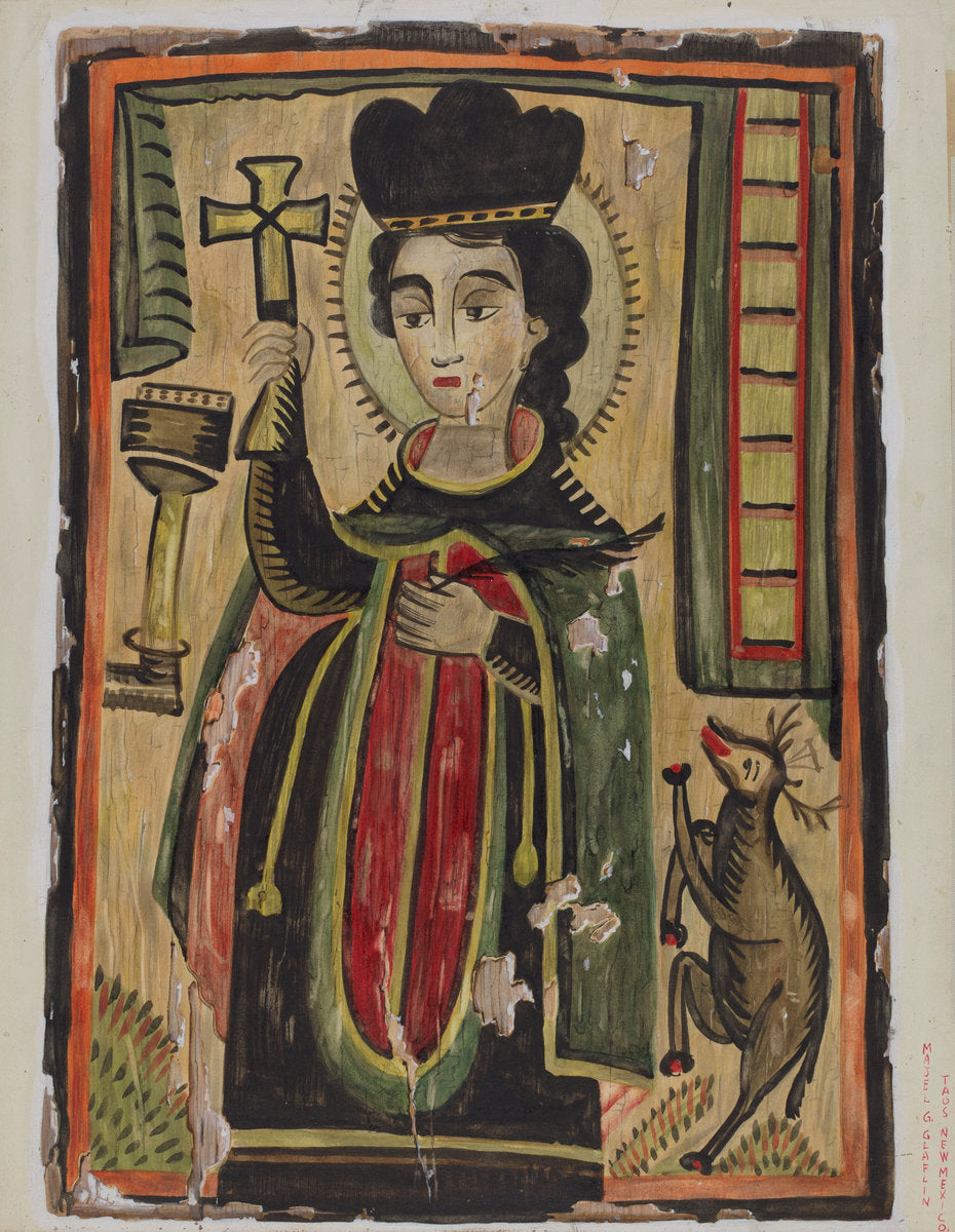 Retablo - St. Procopio by Majel G. Claflin (American, active c. 1935), 16X12"(A3)Poster Print