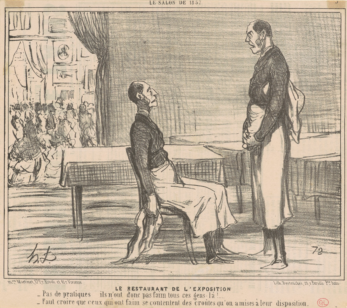 Le restaurant de l'exposition by Honoré Victorin Daumier (French, 1808 - 1879), 16X12"(A3)Poster Print