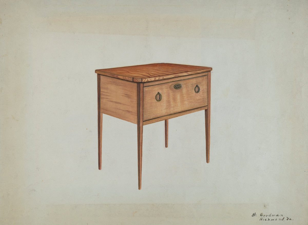 Table with Deep Drawer by Mattie P. Goodman (American, active c. 1935), 16X12"(A3)Poster Print