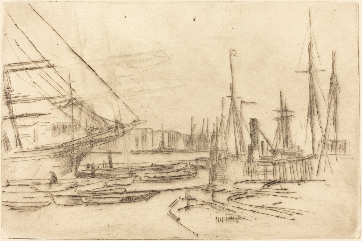 A Sketch from Billingsgate by James McNeill Whistler (American, 1834 - 1903), 16X12"(A3)Poster Print