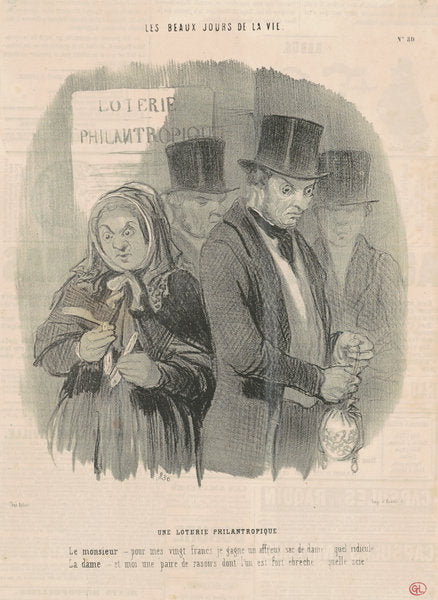Une loterie philantropique by Honoré Daumier (French, 1808 - 1879), 16X12"(A3)Poster Print