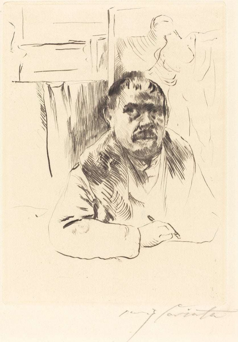 Self-Portrait in a Fur Coat (Selbstbildnis im Pelz) by Lovis Corinth (German, 1858 - 1925), 16X12"(A3)Poster Print
