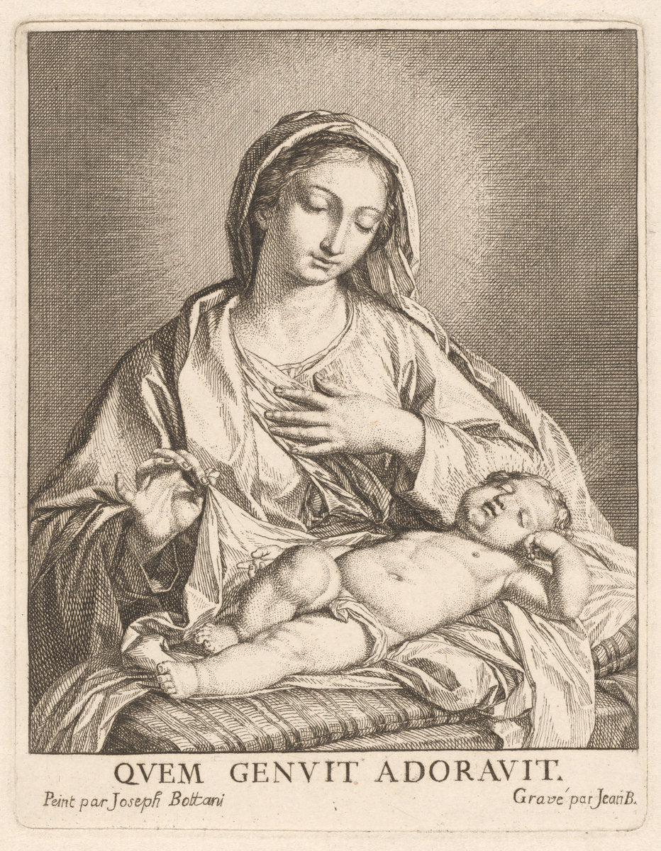 The Virgin and Sleeping Child by Giovanni Bottani, after Giuseppe Bottani (Italian, 1725 - 1804), 16X12"(A3)Poster Print