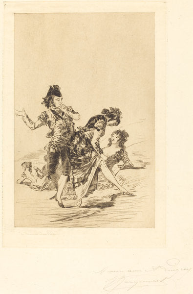 Spanish Scene (Scène espagnole) by Jules-Ferdinand Jacquemart after Francisco de Goya (French, 1837 - 1880), 16X12"(A3)Poster Print