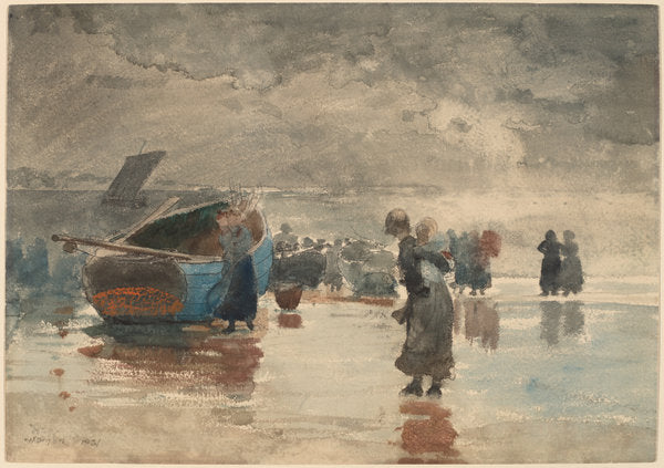 On the Sands by Winslow Homer (American, 1836 - 1910), 16X12"(A3)Poster Print