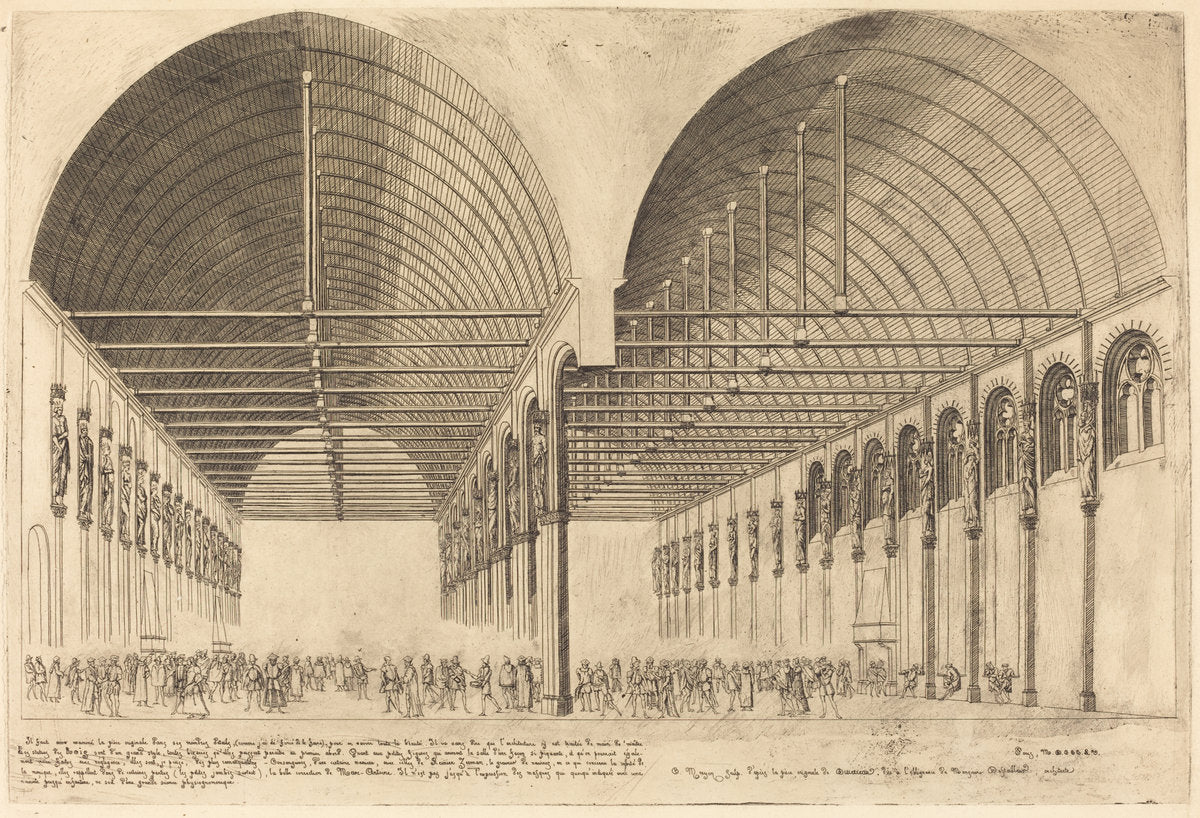 La salle des pas-perdus à l'ancien Palais-de-Justice, Paris (The Antechamber of the Palace of Justice, Paris) by Charles Meryon (French, 1821 - 1868), 16X12"(A3)Poster Print