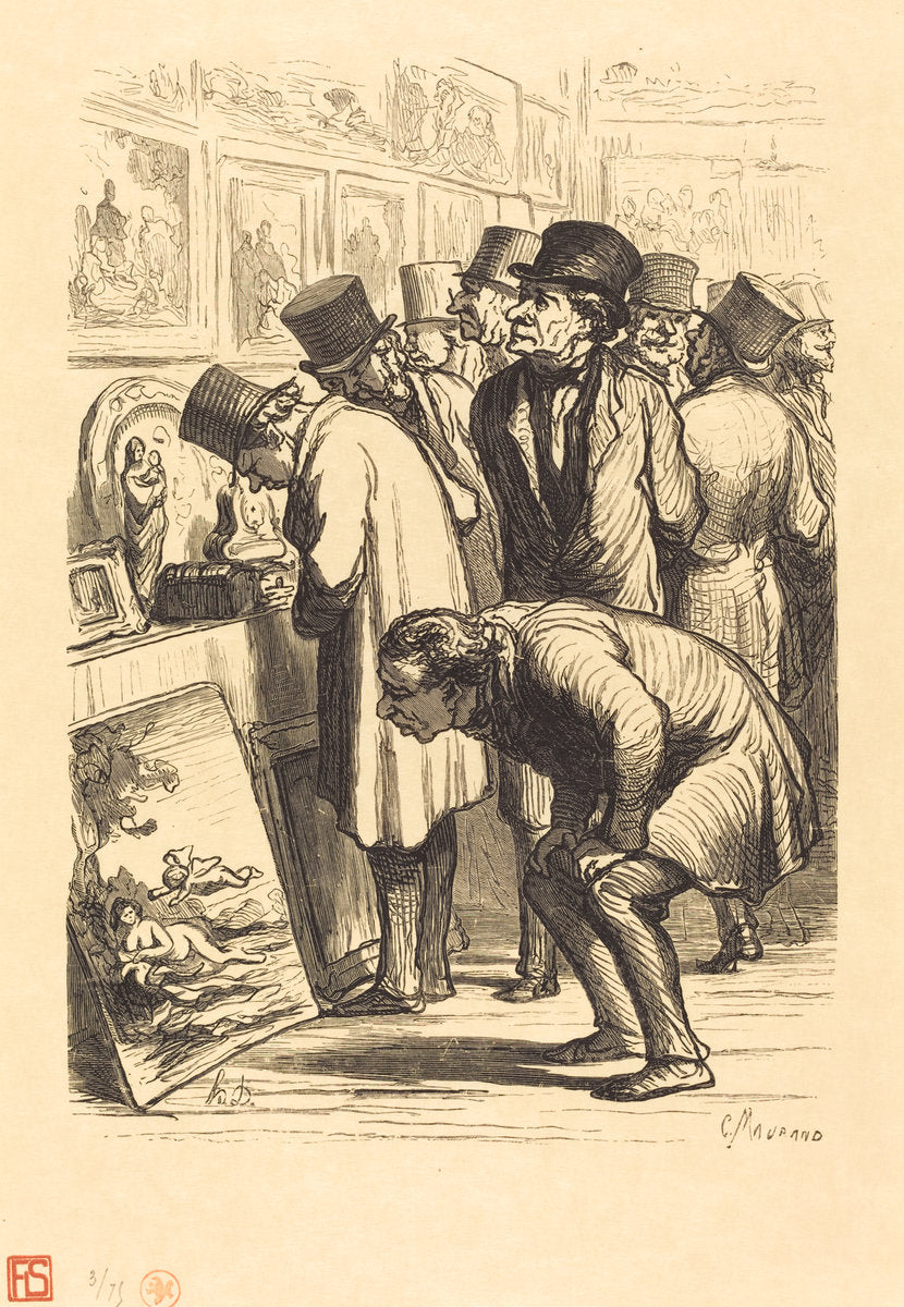 Une Salle de l'hotel Drouot un jour d'exposition by Charles Maurand after Honoré Daumier (French, active 1863/1881), 16X12"(A3)Poster Print