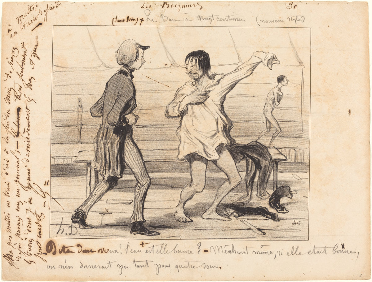 Les Bains a vingt centimes, nouveau style by Honoré Daumier (French, 1808 - 1879), 16X12"(A3)Poster Print