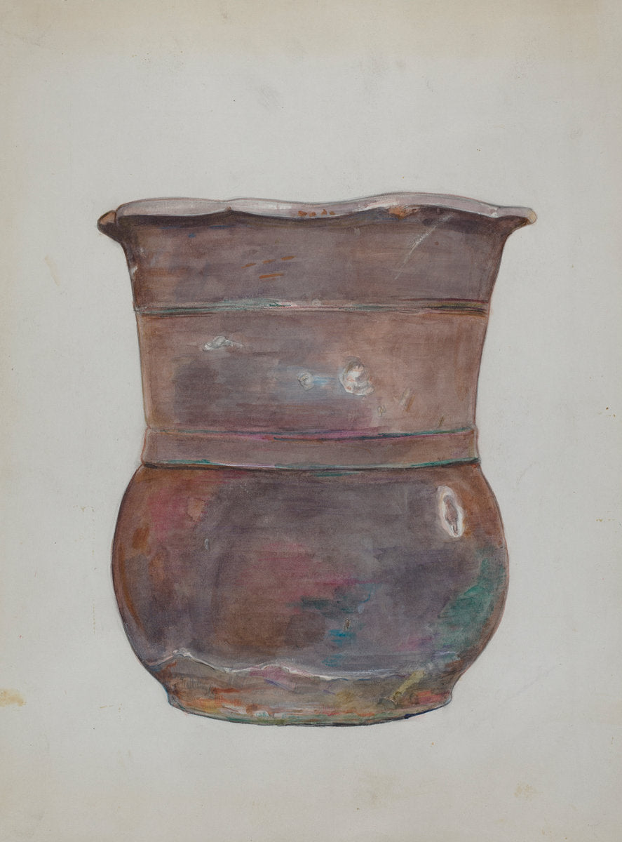Terra Cotta Flower Jar by Cecily Edwards (American, active c. 1935), 16X12"(A3)Poster Print