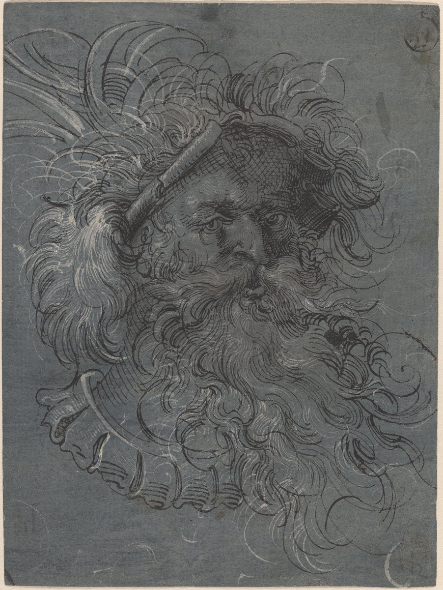 Head of a Bearded Man by Jost Amman (Swiss, 1539 - 1591), 16X12"(A3)Poster Print