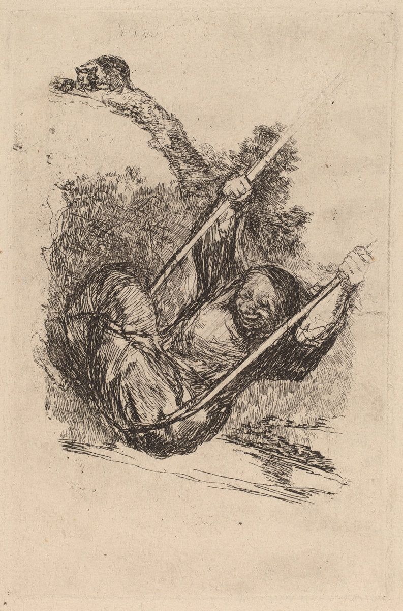 Old Woman on a Swing by Francisco de Goya (Spanish, 1746 - 1828), 16X12"(A3)Poster Print