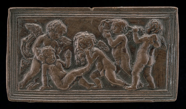 c. 1465/1471 by Roman 15th Century (Infant Bacchants with Pipes, a Vase, and a Mask of Silenus), 16X12"(A3)Poster Print