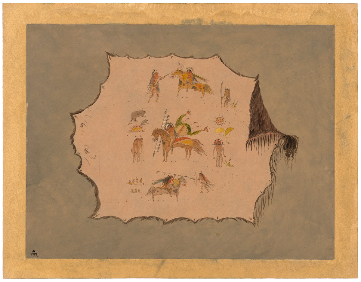 Facsimile of a Pawnee Doctor's Robe with Fantastic Professional Designs by George Catlin (American, 1796 - 1872), 16X12"(A3)Poster Print