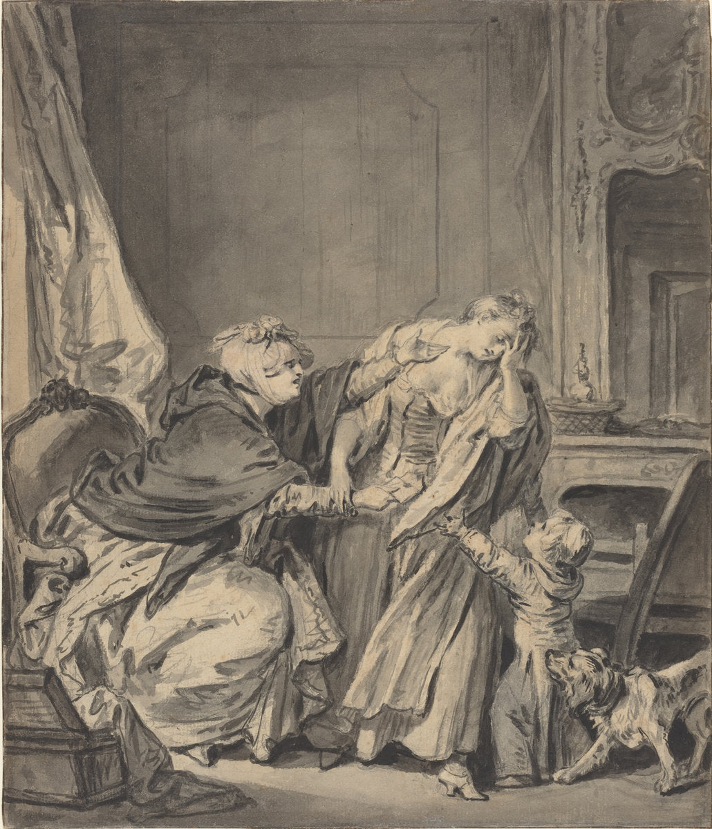 The Angry Mother by Jean-Baptiste Greuze (French, 1725 - 1805), 16X12"(A3)Poster Print