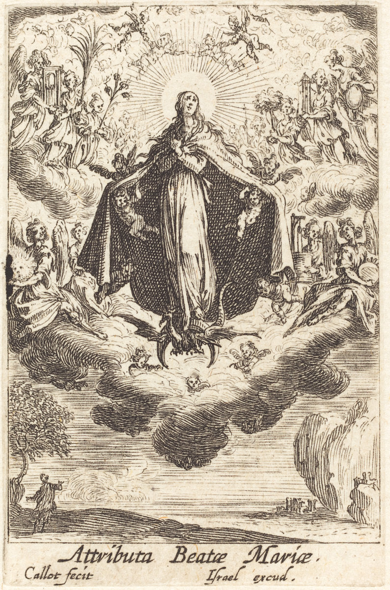 Attributes of the Virgin by Jacques Callot (French, 1592 - 1635), 16X12"(A3)Poster Print