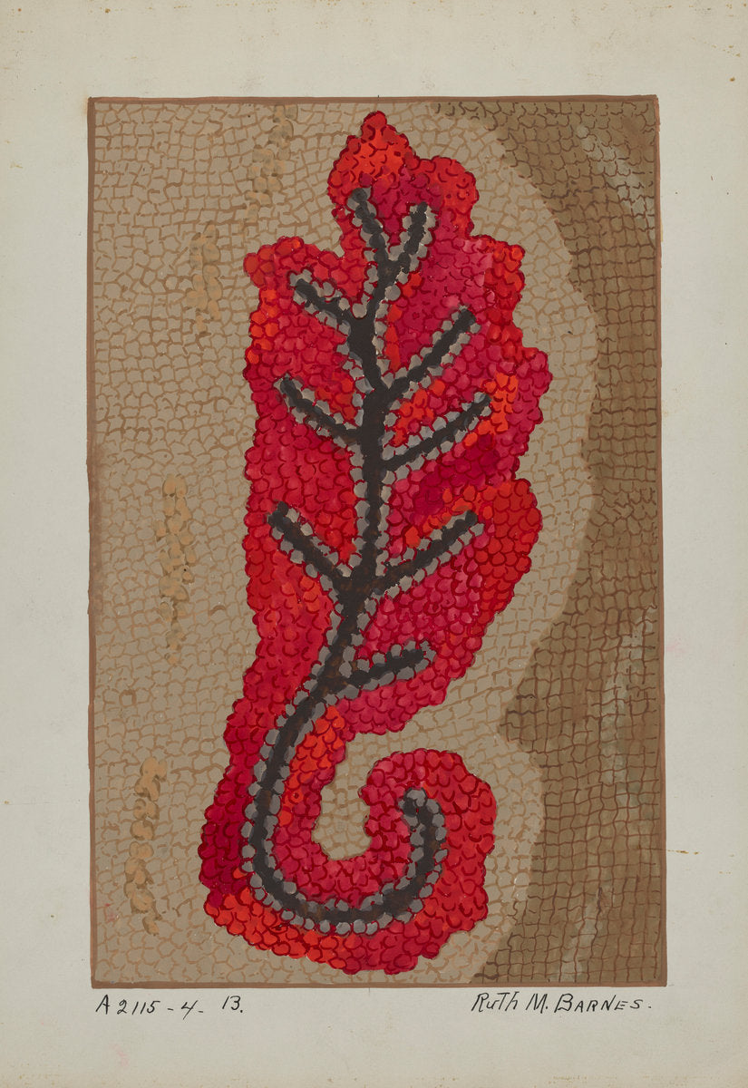 Hooked Rug (Section of Border) by Ruth M. Barnes (American, active c. 1935), 16X12"(A3)Poster Print