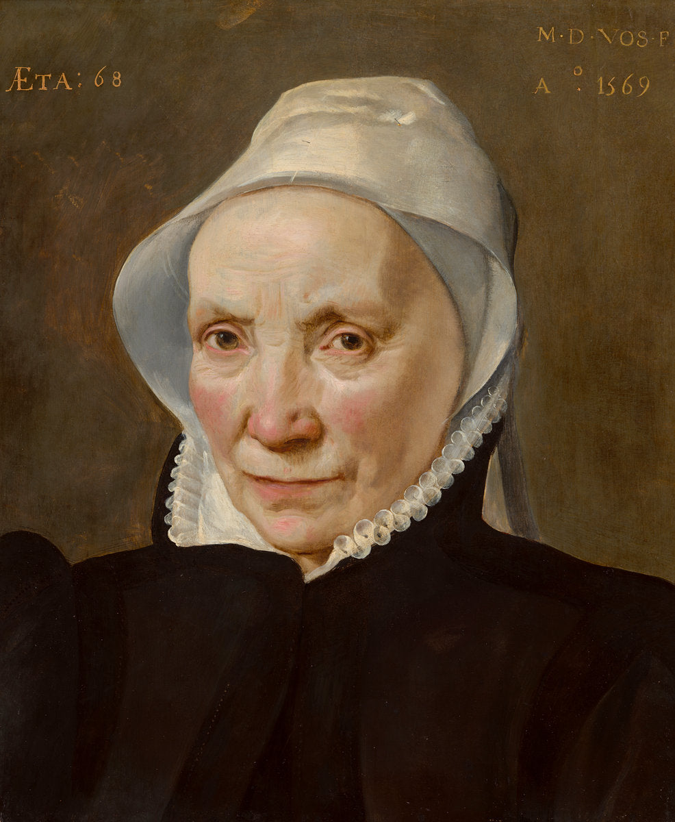 Portrait of an Old Woman by Maarten de Vos (Flemish, 1532 - 1603), 16X12"(A3)Poster Print