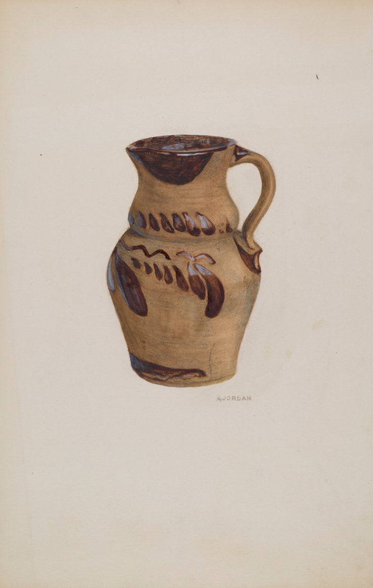 Pitcher by Genevieve Jordan (American, active c. 1935), 16X12"(A3)Poster Print