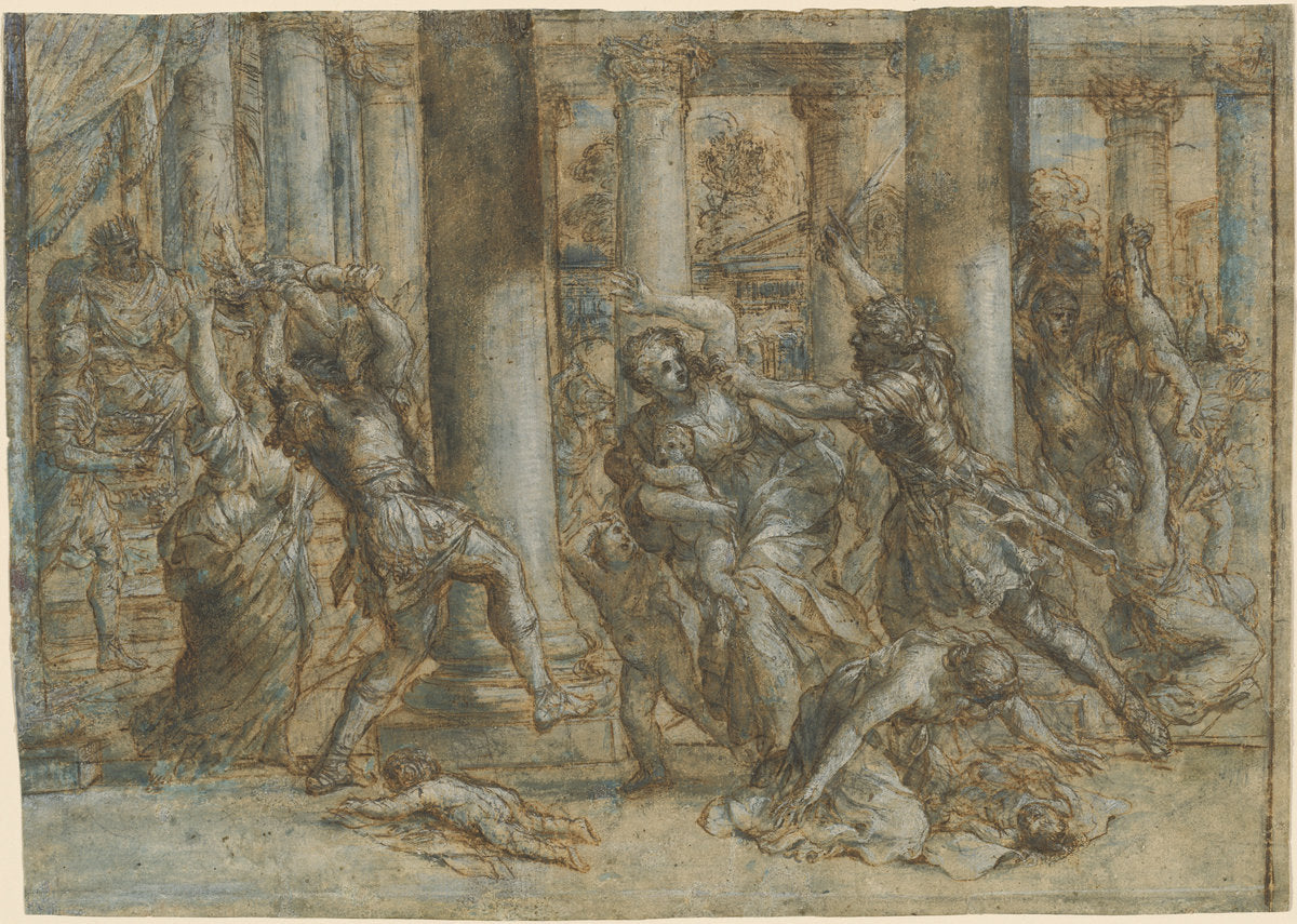 The Massacre of the Innocents by Giovanni Francesco Romanelli (Roman, 1612 - 1662), 16X12"(A3)Poster Print