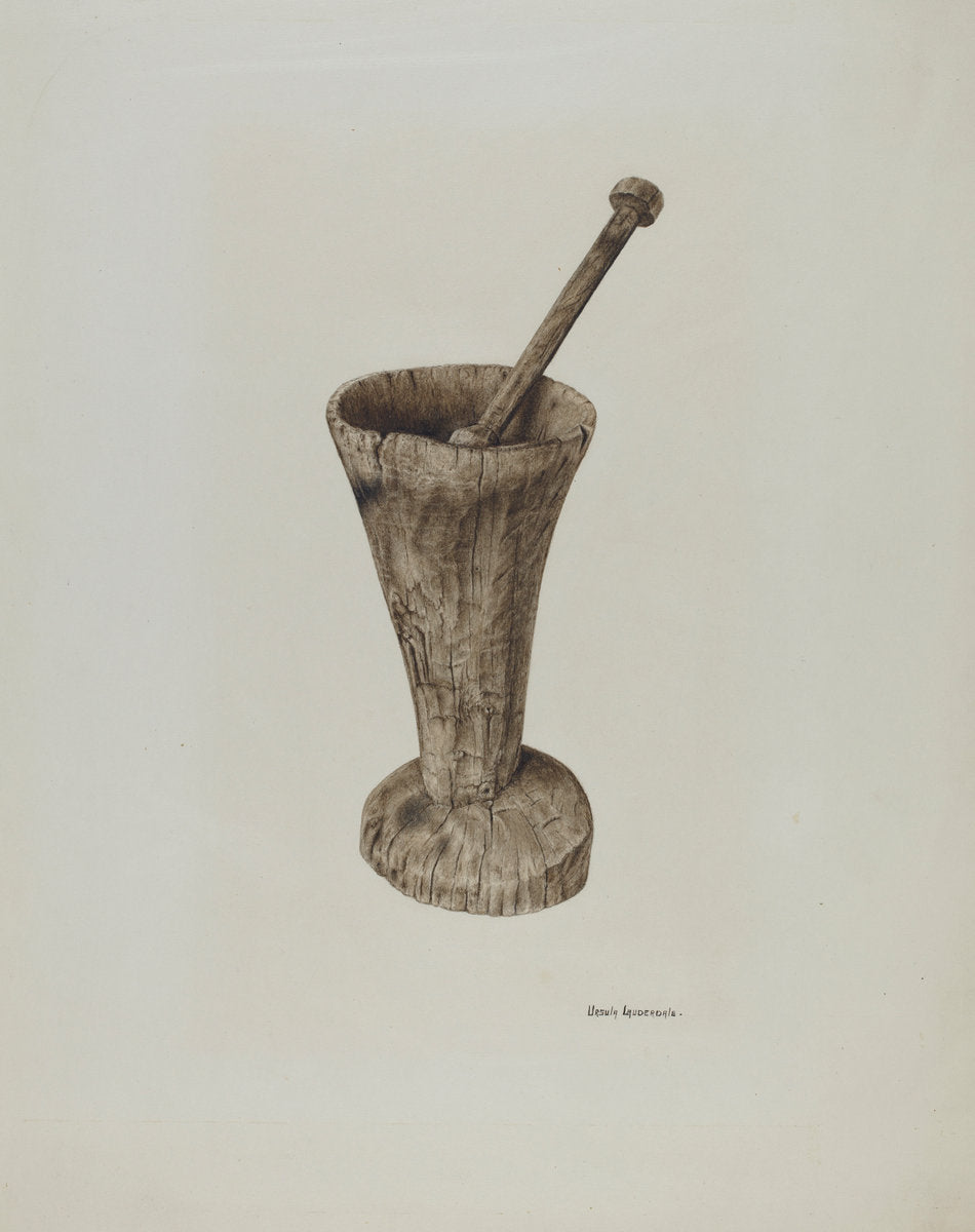 Mortar and Pestle by Ursula Lauderdale (American, active c. 1935), 16X12"(A3)Poster Print